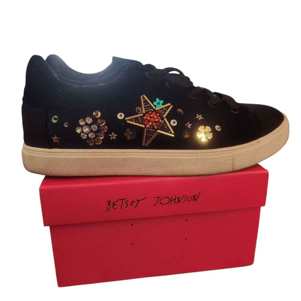 Betsey Johnson Black Embellished Star Sneakers